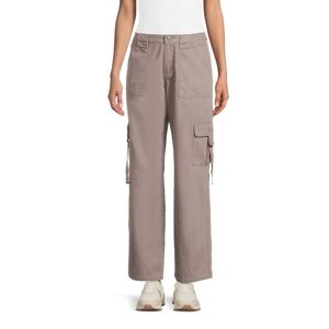 Tinseltown Taupe Cotton Twill Wide Leg Utility Cargo Pants Size Small